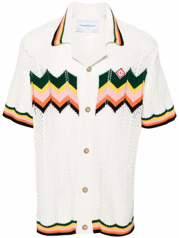 Casablanca striped-edge chevron-knit cardigan $361