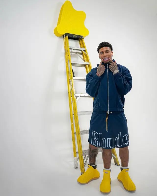 NLE Choppa outfit in Rhude, NLE Choppa Merch , and Fctry Lab, 2024