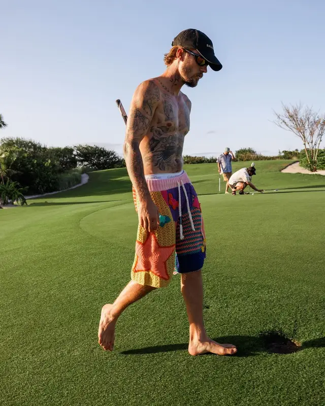 Justin Bieber outfit in Nahmias, Balenciaga, and Calvin Klein, 2024
