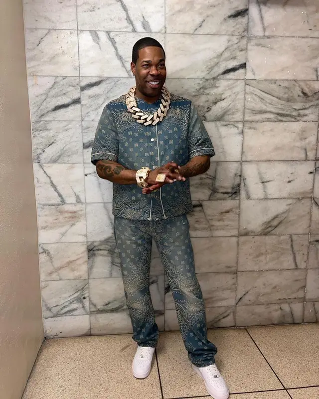 Busta Rhymes outfit in Amiri and Nike, 2024