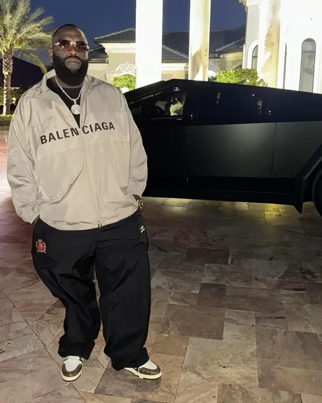 Rick Ross outfit in Balenciaga and Louis Vuitton, 2024