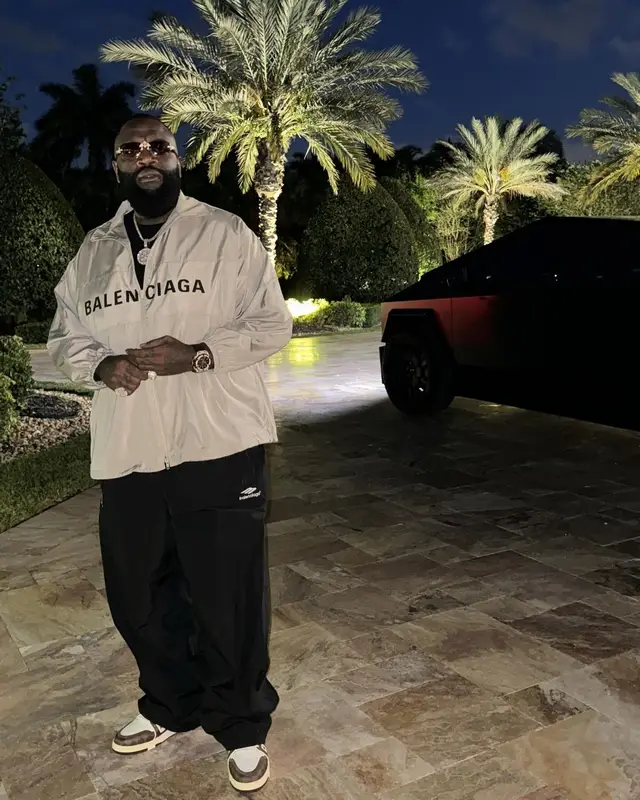 Rick Ross outfit in Balenciaga and Louis Vuitton, 2024