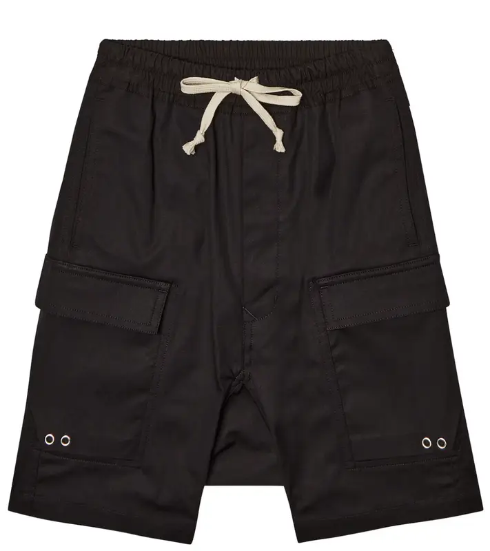 Rick Owens Black Cargo Pods Drop Crotch Shorts $630