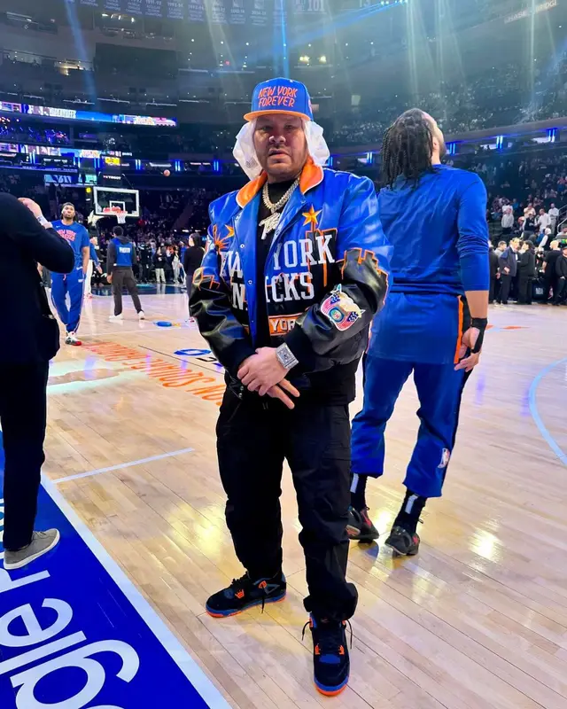 Fat Joe outfit in Jeff Hamilton, Jordan, and New Era, 2024