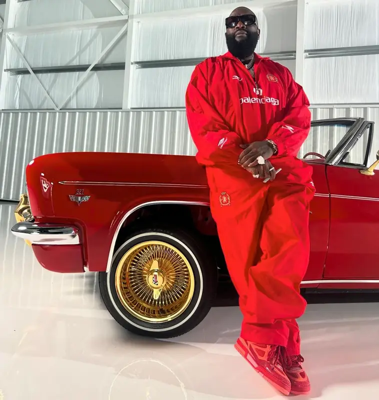 Rick Ross outfit in Balenciaga and Louis Vuitton, 2024