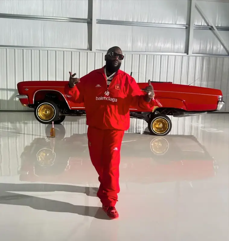 Rick Ross outfit in Balenciaga and Louis Vuitton, 2024
