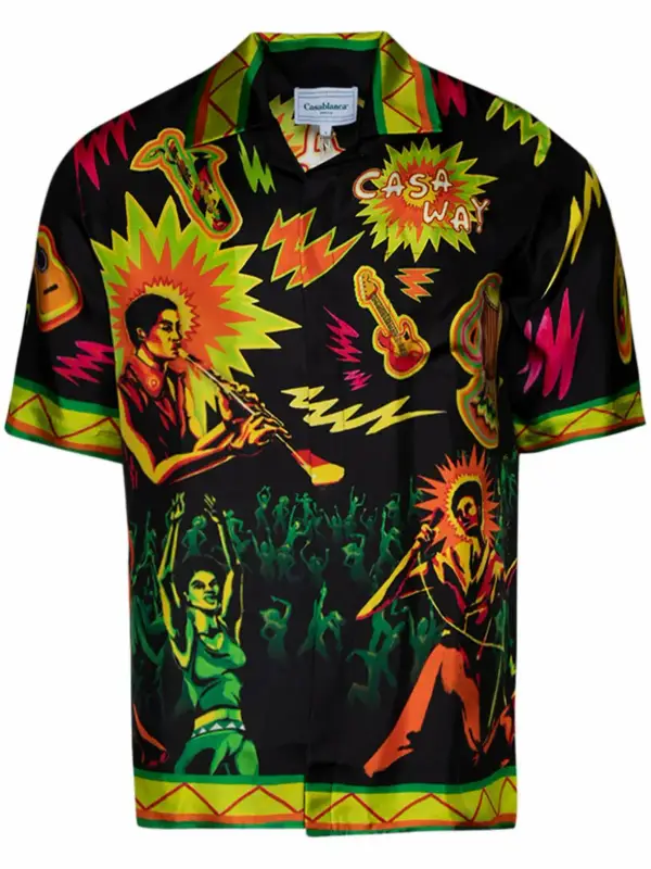 Casablanca Black Music For The People Graphic-print Silk Shirt $742