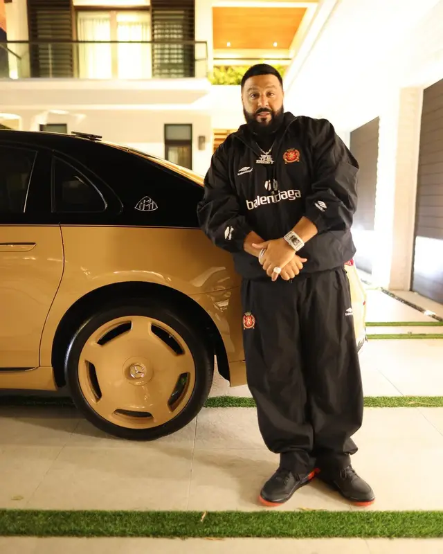DJ Khaled outfit in Balenciaga, Jordan, and J Balvin Merch, 2024