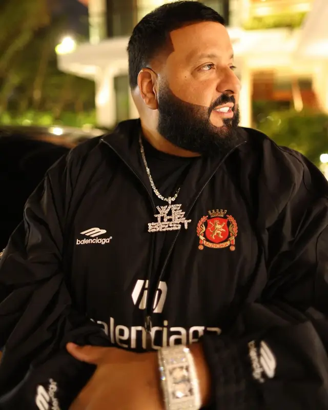 DJ Khaled outfit in Balenciaga, Jordan, and J Balvin Merch, 2024