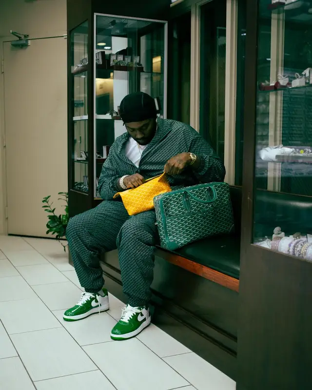 Peezy outfit in Kith, Nike, and Goyard, 2024