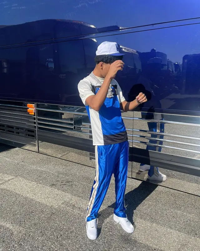 Nardo Wick outfit in Moncler, New Era, and Palm Angels, 2024