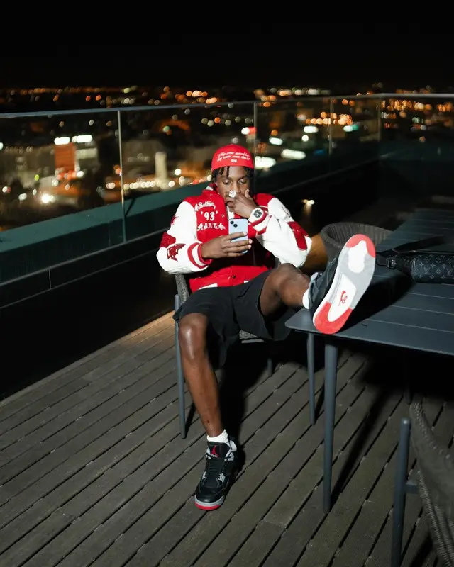 Lil Tjay outfit in Bape, Jordan, and Vetements, 2024