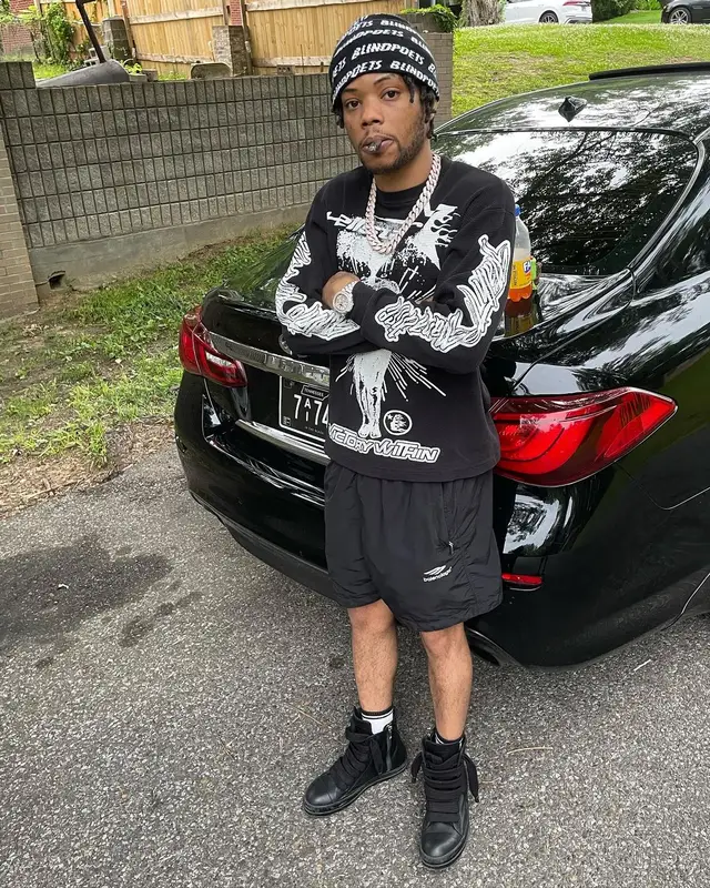 Lil Migo outfit in Balenciaga, Rick Owens, and BlindPoets, 2024