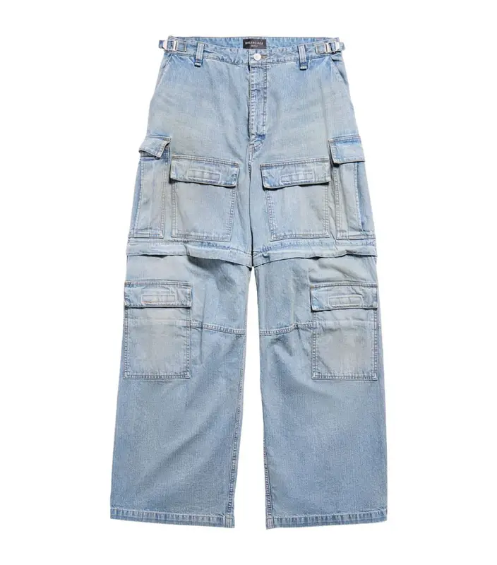 Balenciaga Mid-rise Cargo Jeans In Blue | WHAT