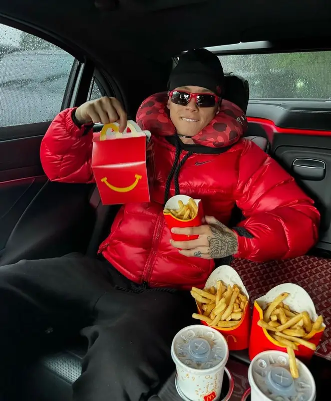 Central Cee outfit in Nike, Oakley, and Bape, 2024