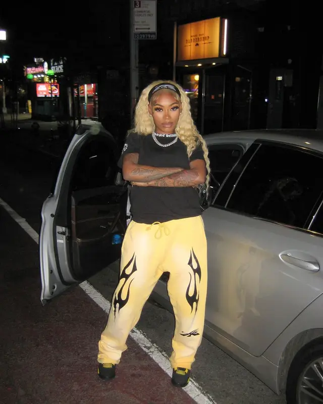 Asian Doll outfit in Chrome Hearts, Jordan, and Hellstar, 2024