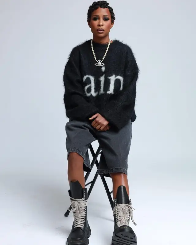 DeJ Loaf outfit in Rick Owens, Gucci, and Dr. Martens, 2024