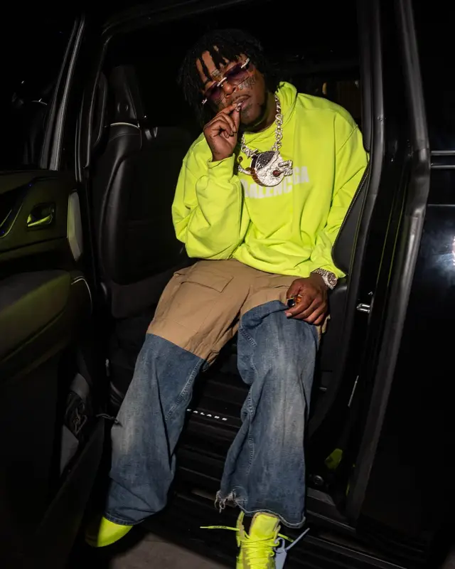 03 Greedo outfit in Balenciaga, Nike, and Off-White, 2024