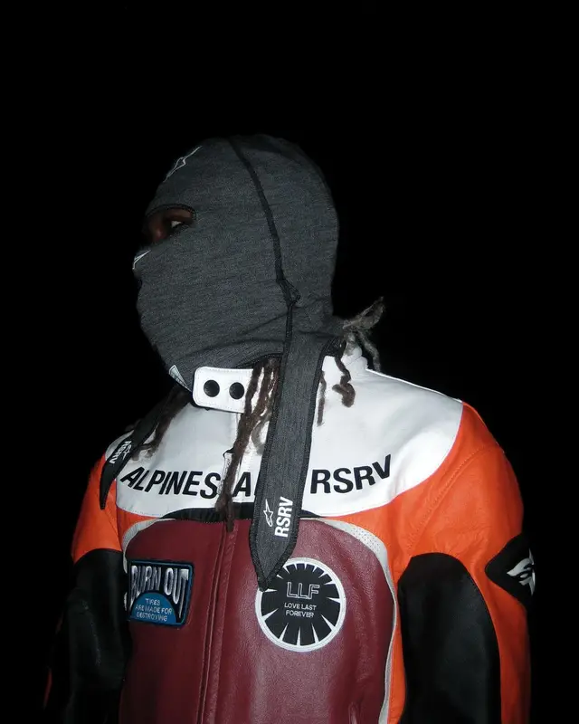 Destroy Lonely outfit in Balenciaga and Alpinestars, 2024