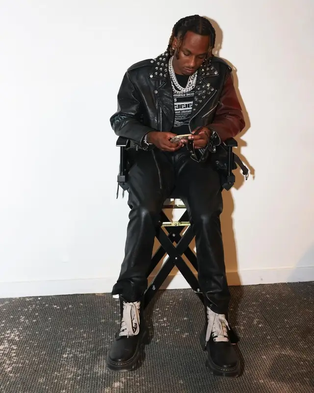 Rich The Kid outfit in Enfants Riches Deprimes, Rick Owens, and Dr. Martens, 2024