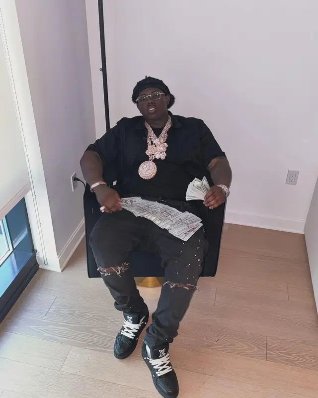 Sheff G outfit in Purple Brand and Louis Vuitton, 2024
