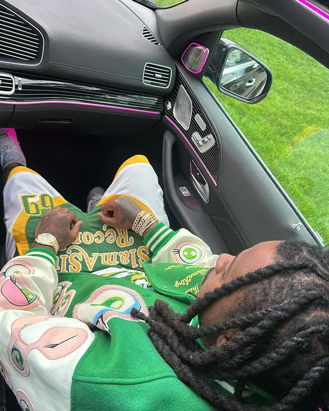 Babyface Ray outfit in Takashi Murakami, Nike, and Saint Michael, 2024