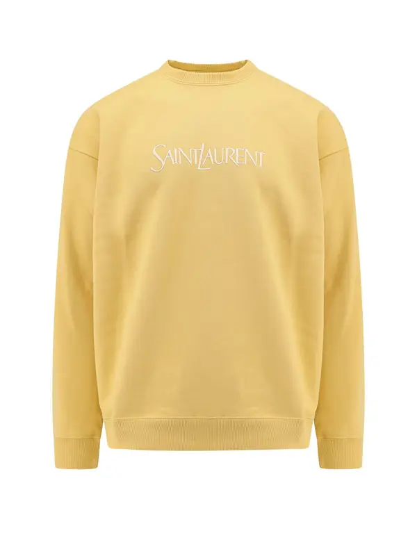 Saint Laurent Logo-print Cotton Sweatshirt In Yellow $711