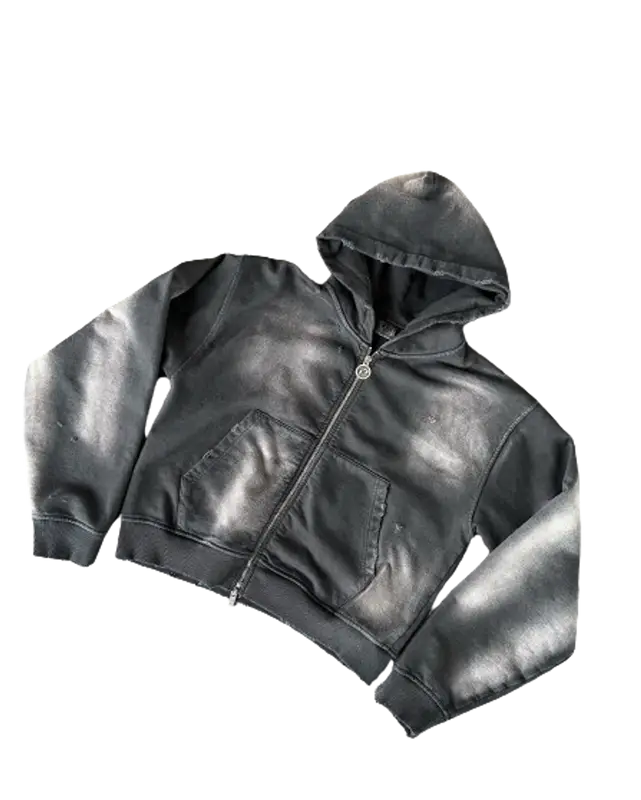 P by Gunna Shrunken Fit Zip Up Hoodie with Applique $100