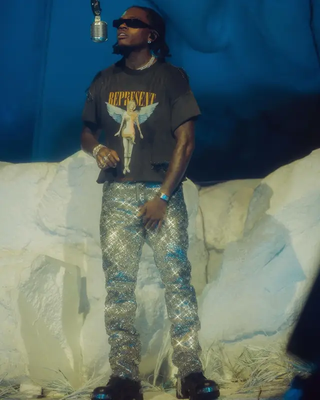 Gunna outfit in Represent, Dior, and Rick Owens, 2024