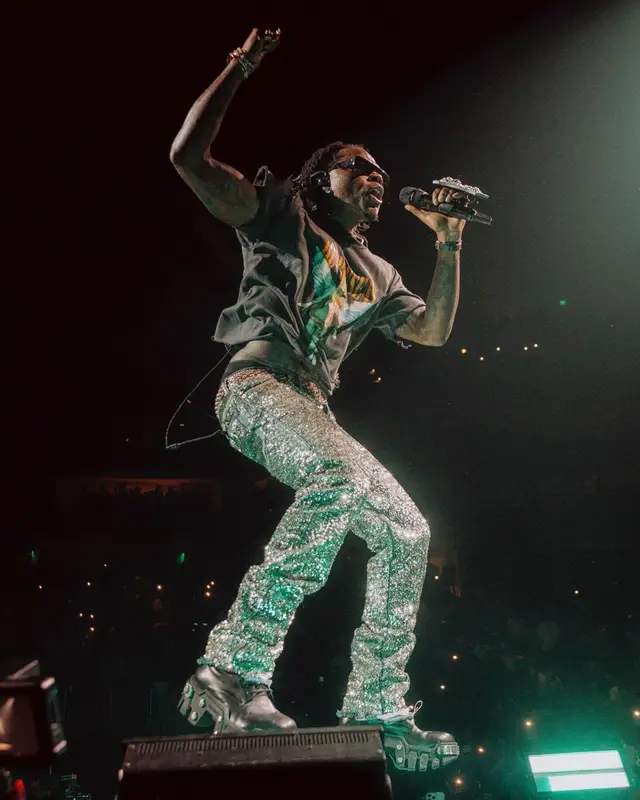 Gunna outfit in Represent, Dior, and Rick Owens, 2024