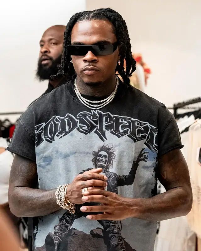 Gunna outfit in Balenciaga and Rick Owens, 2024