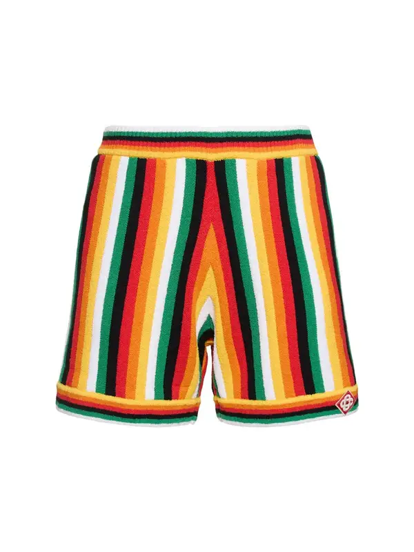 Casablanca Striped Towelling-textured Cotton-blend Shorts In Multi $369