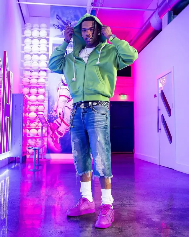 Lil Baby outfit in Enfants Riches Deprimes, Acne Studios, and Nike, 2024