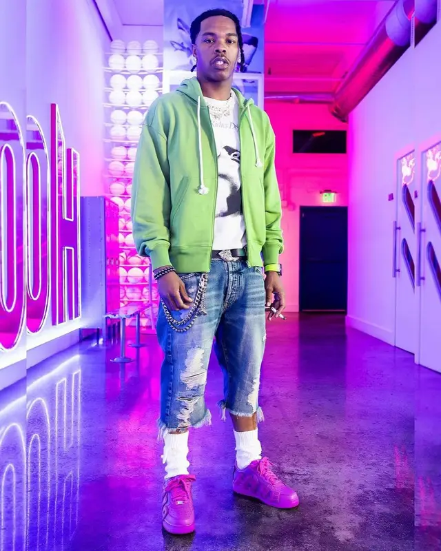 Lil Baby outfit in Enfants Riches Deprimes, Acne Studios, and Nike, 2024