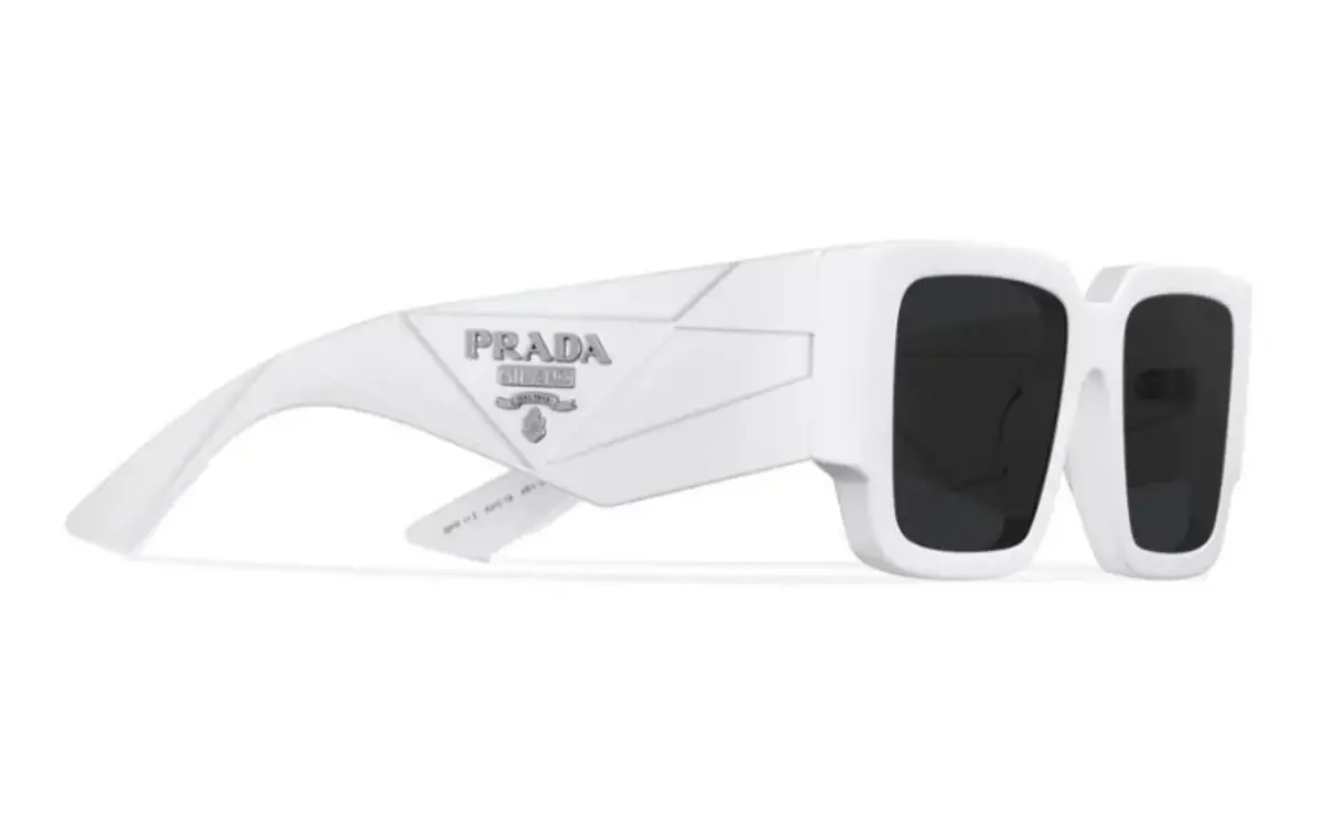 Prada Logo-lettering Square-frame Sunglasses In White $660