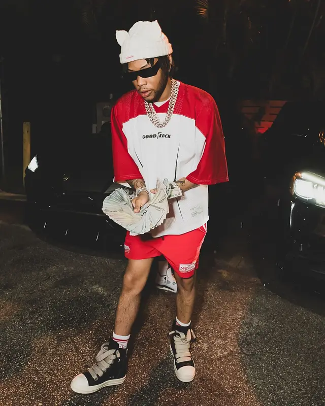 Lil Migo outfit in Mr. Saturday, Rick Owens, and Loverboy by Charles Jeffrey, 2024