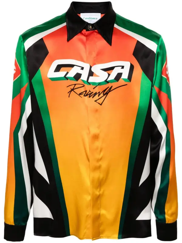 Casablanca Moto Sport Silk Shirt In Multicolor $918