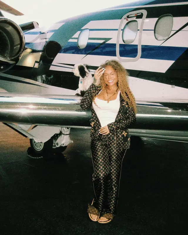 Latto outfit in Louis Vuitton, 2024