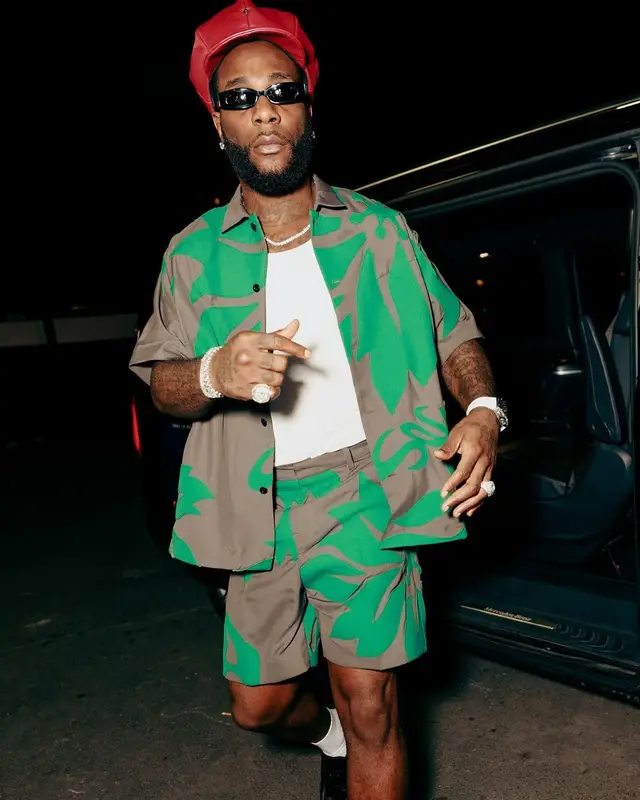 Burna Boy outfit in Sacai and Prada, 2024