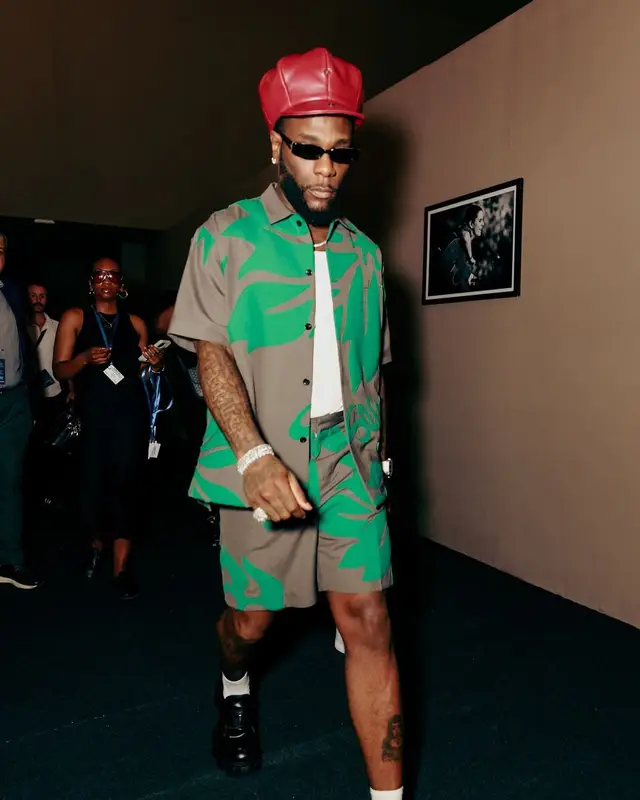 Burna Boy outfit in Sacai and Prada, 2024
