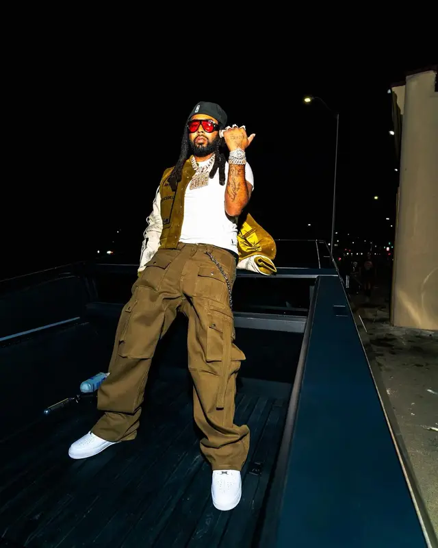 Icewear Vezzo outfit in Who Decides War, Rhude, and Tom Ford, 2024
