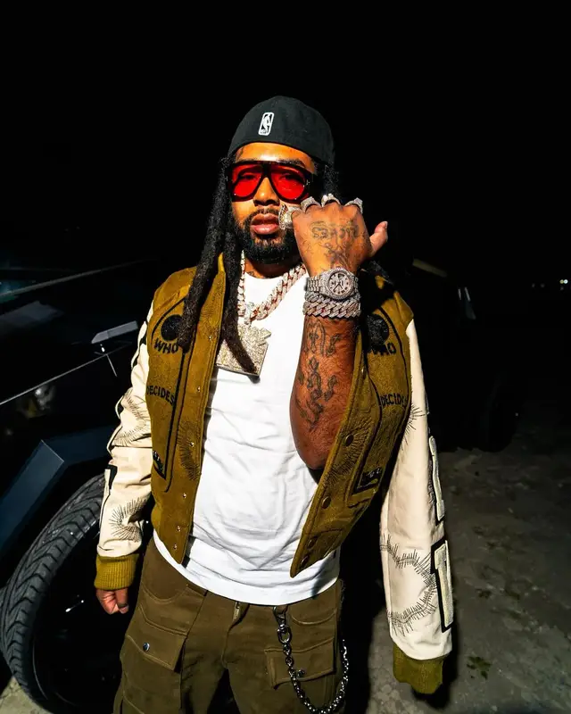 Icewear Vezzo outfit in Who Decides War, Rhude, and Tom Ford, 2024
