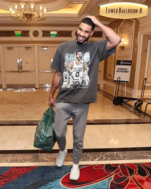 Jayson Tatum outfit in Wins LA , Goyard, and Jordan, 2024