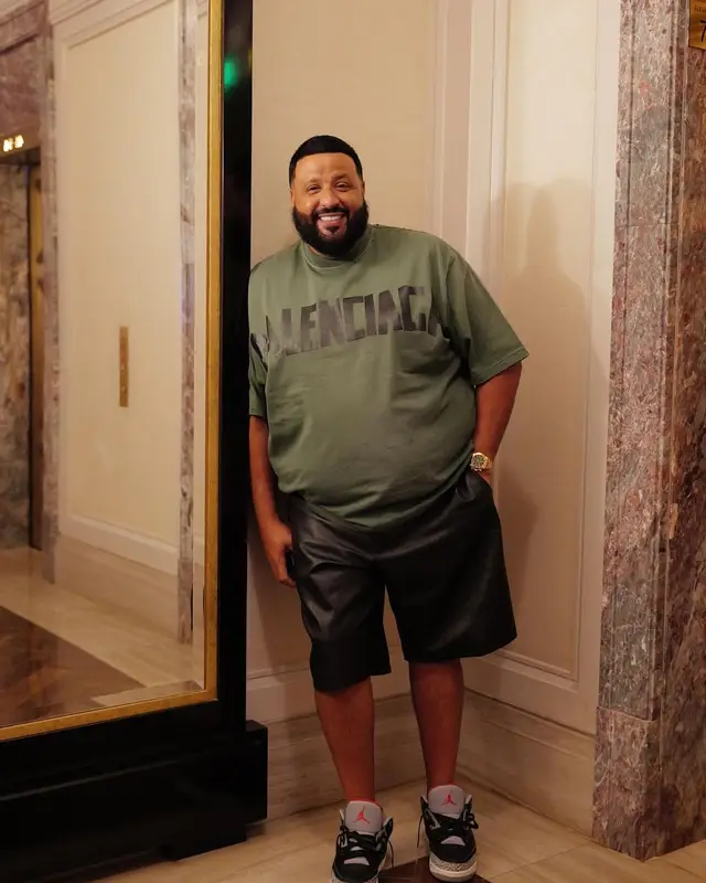 DJ Khaled outfit in Balenciaga, Prada, and Jordan, 2024