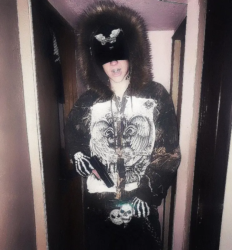 Sematary outfit in Louis Vuitton, B.B. Simon, and Robins Jeans, 2024