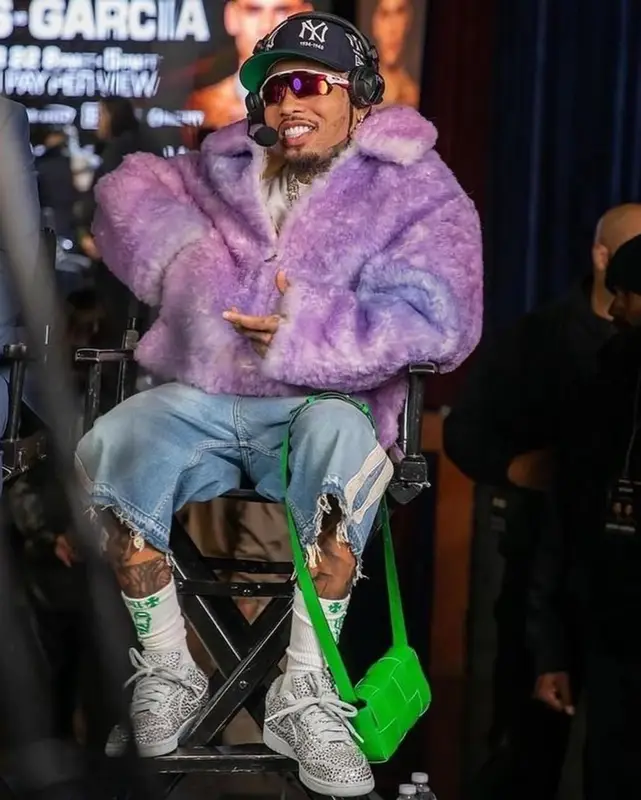 Gervonta Davis outfit in ERL, Bottega Veneta, and Oakley, 2024