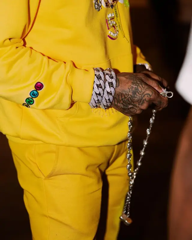 Lil Durk outfit in Chanel, Gallery Dept., and Pharrell Williams, 2024
