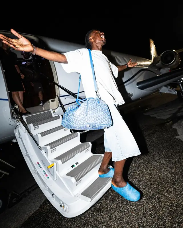 Eduardo Camavinga outfit in Jeanius Bar Atelier, Goyard, and Marni, 2024