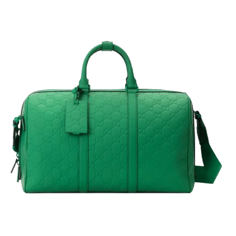Gucci Gg Rubber-effect Medium Duffle Bag In Green  $3500