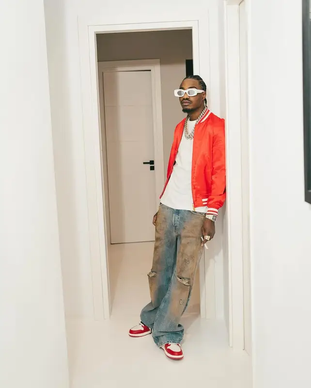 Lil Tjay outfit in Louis Vuitton, Acne Studios, and Loewe, 2024